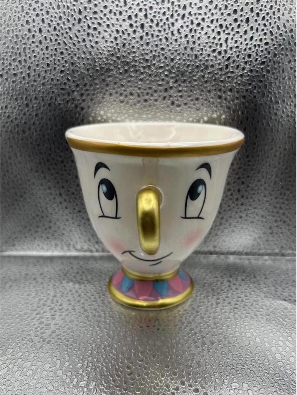 Disney Beauty and the Beast Chip Sculpted Ceramic Mug MZ Berger Gold Trim 8oz